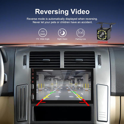 Hikity - Car radio 1 Din Wireless Carplay Android Car with screen 7 inch touch display car radio with Bluetooth hands-free system Mirror Link FM Radio USB/AUX/SWC/Mic rear view camera - QUORE