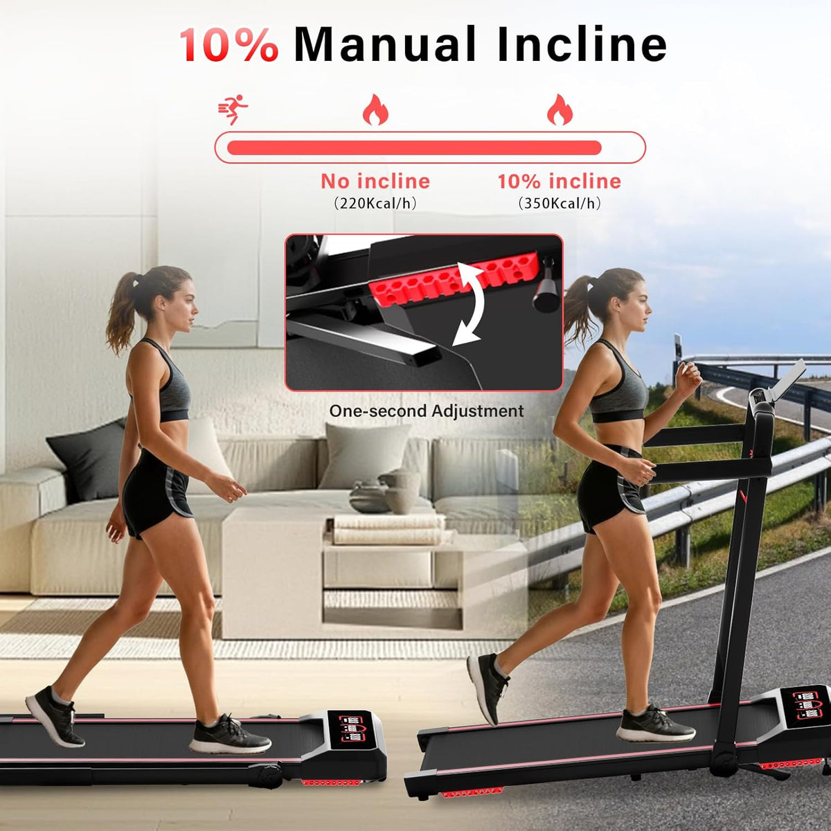 Loopband – Inklapbare Loopband – Fitnessapparaat – Hardloopband – Walking Pad – Bluetooth Luidspreker – Manuele Helling 10%