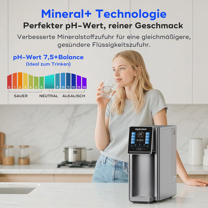 Omgekeerd osmosesysteem voor aanrecht, 6 niveaus onmiddellijke warmwaterdispenser, 8 instelbare temperaturen en 15 volumes, TDS-bewaking, nul installatie