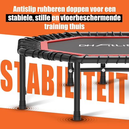 DH FitLife Indoor Fitness Trampoline opvouwbaar zonder installatie | Ø121 cm (48 inch) | Draagvermogen 150 kg | 3 verstelbare handgreepniveaus | Stevig en stil