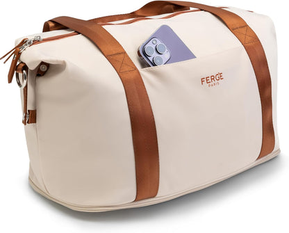 FERGÉ Milano 5-delige set - lichte hardshell koffer 3-delige kofferset met 4 wielen, reistas en toilettas, zwart, beige-bruin, SET DE 5, kofferset