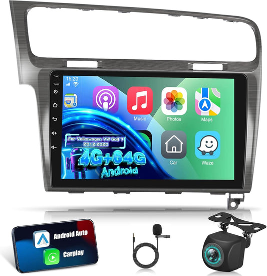 [4G+64G] Android Car Radio for Volkswagen VW Golf 7 2012-2020 with Wireless Carplay & Android Auto, 10.1 inch IPS Touch Screen Car Stereo with GPS, WiFi, 32EQ, Bluetooth 5.0, FM/RDS Radio