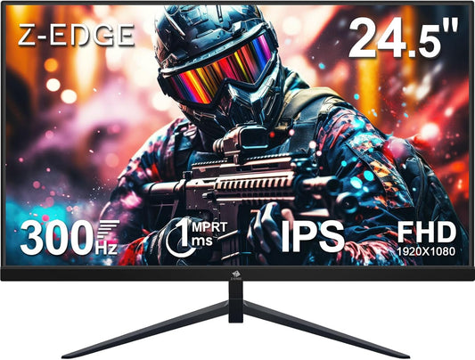 Z-Edge Gaming Monitor 25'' 300Hz (DP1.4×2), IPS Panel, 240Hz (HDMI2.0×2), 1ms, FHD 1080P, FreeSync, LED Gaming Monitor, Adjustable Tilt, Bordure Ultra-Fine, VESA 75 * 75mm(DP Cable Included)