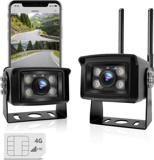 GENBOLT 4G LTE truck camera for remote monitoring. Real time and multi-angle monitoring with 1080P dual cameras. Sound and light alarm. IP69 waterproof. Magnetic bracket