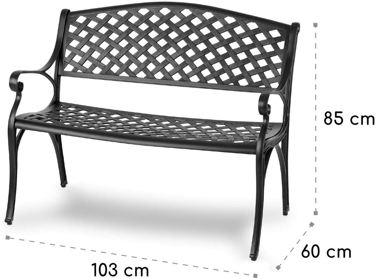 blumfeldt Pozzilli BL garden bench - material: cast aluminium, weatherproof, space for 2 people, separately available seat cushion - QUORE