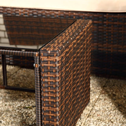 Melko Poly Rattan Set of 4 in Brown, Garden Furniture Lounge Furniture Dining Group, Includes Seat Cushions - Garden, Balcony, Patio - QUORE
