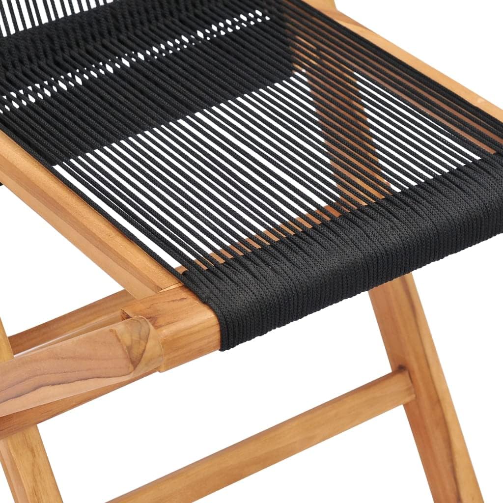 vidaXL Garden chairs collapsible 2 pcs solid teak and rope