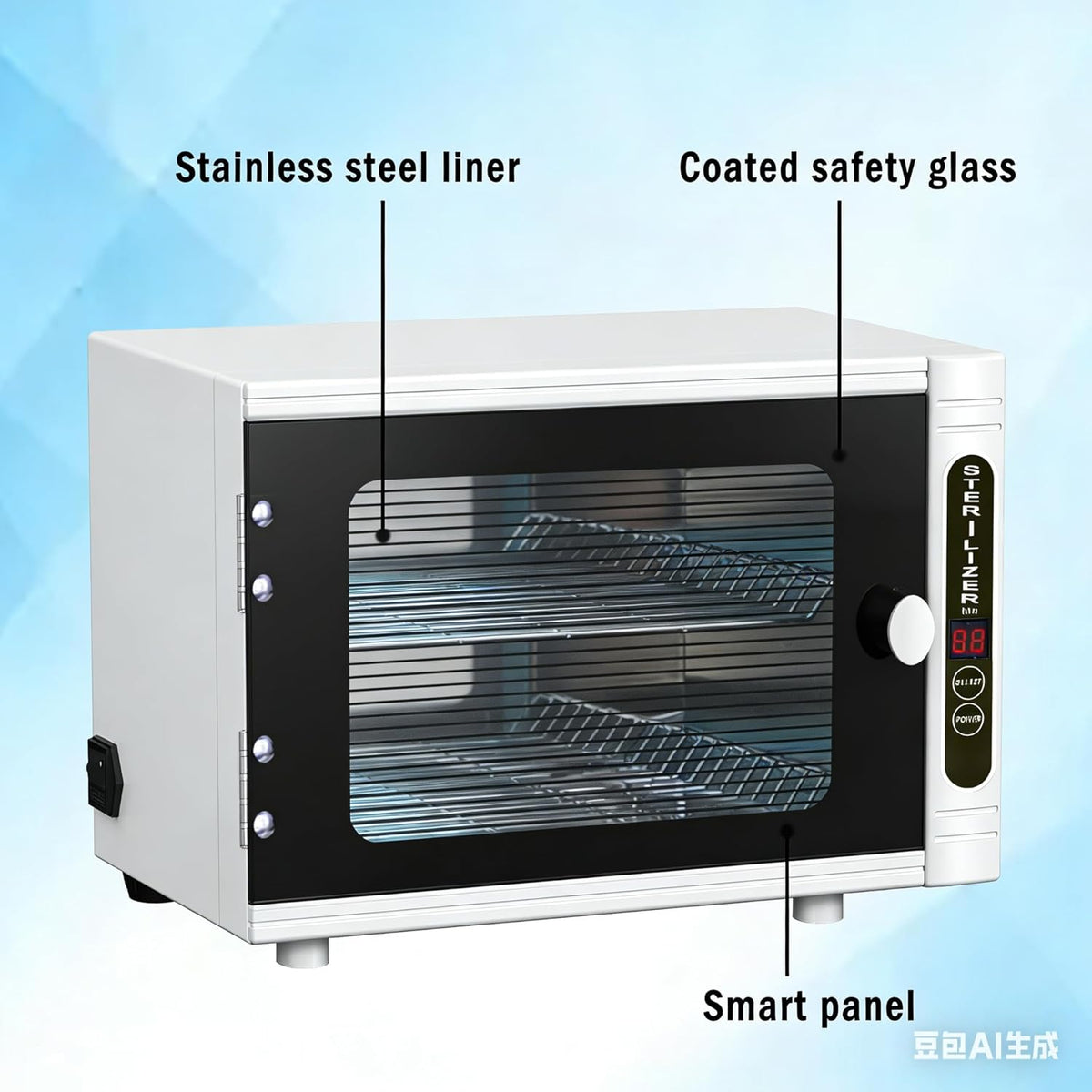 UV-sterilisator met timer, digitaal display, led-desinfectie, wit