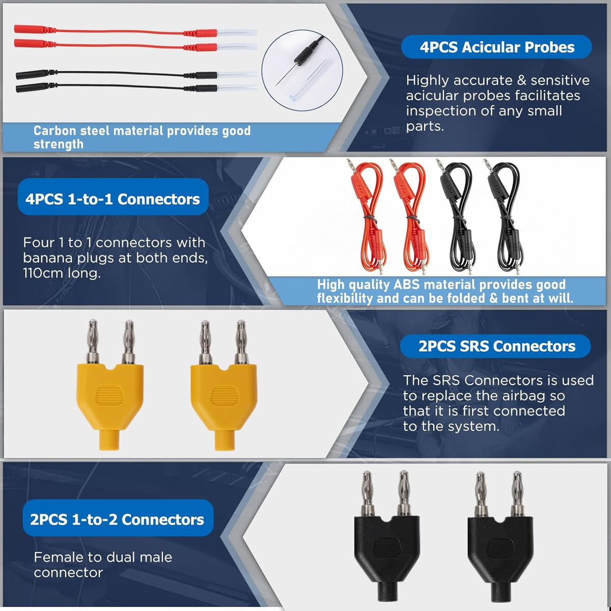 PLAYOCCAR 92 stuks Automotive Circuit Test Leads Kit, Multifunctionele Multimeter Elektrische Sonde Testkit Voor alle voertuigen, laboratoria, huizen, industrieën