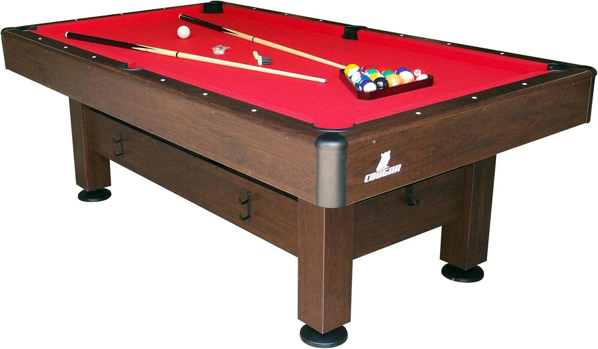 Cougar Saphir Pool Table 7ft in Brown & Red | Height Adjustable & Incl. Accessories | Indoor Billiard Table for Children & Adults - QUORE