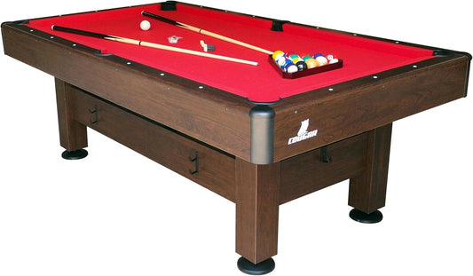 Cougar Saphir Pool Table 7ft in Brown & Red | Height Adjustable & Incl. Accessories | Indoor Billiard Table for Children & Adults - QUORE