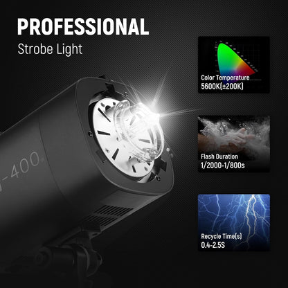 Studio Monolichtset 2-Delig – Studioflitser – Flitserset – Lichtset – Monolicht – 800W Totaal Vermogen – 5600K Daglichtkleur