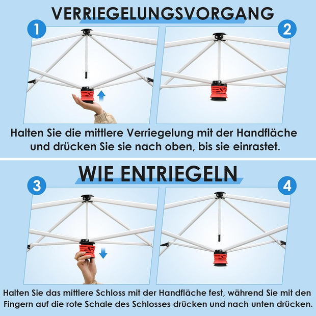 Paviljoen - Tuinpaviljoen - Partytent - Tuintent - Pop-up Kliksysteem - met 4 Muggennet Zijpanelen - Roldraagtas - Waterdicht - Stabiel - Dubbel Dak - UV-bescherming 50+ - 4 Zandzakken - voor Patio - Markt - Camping - 3.6 x 3.6 m - Blauw