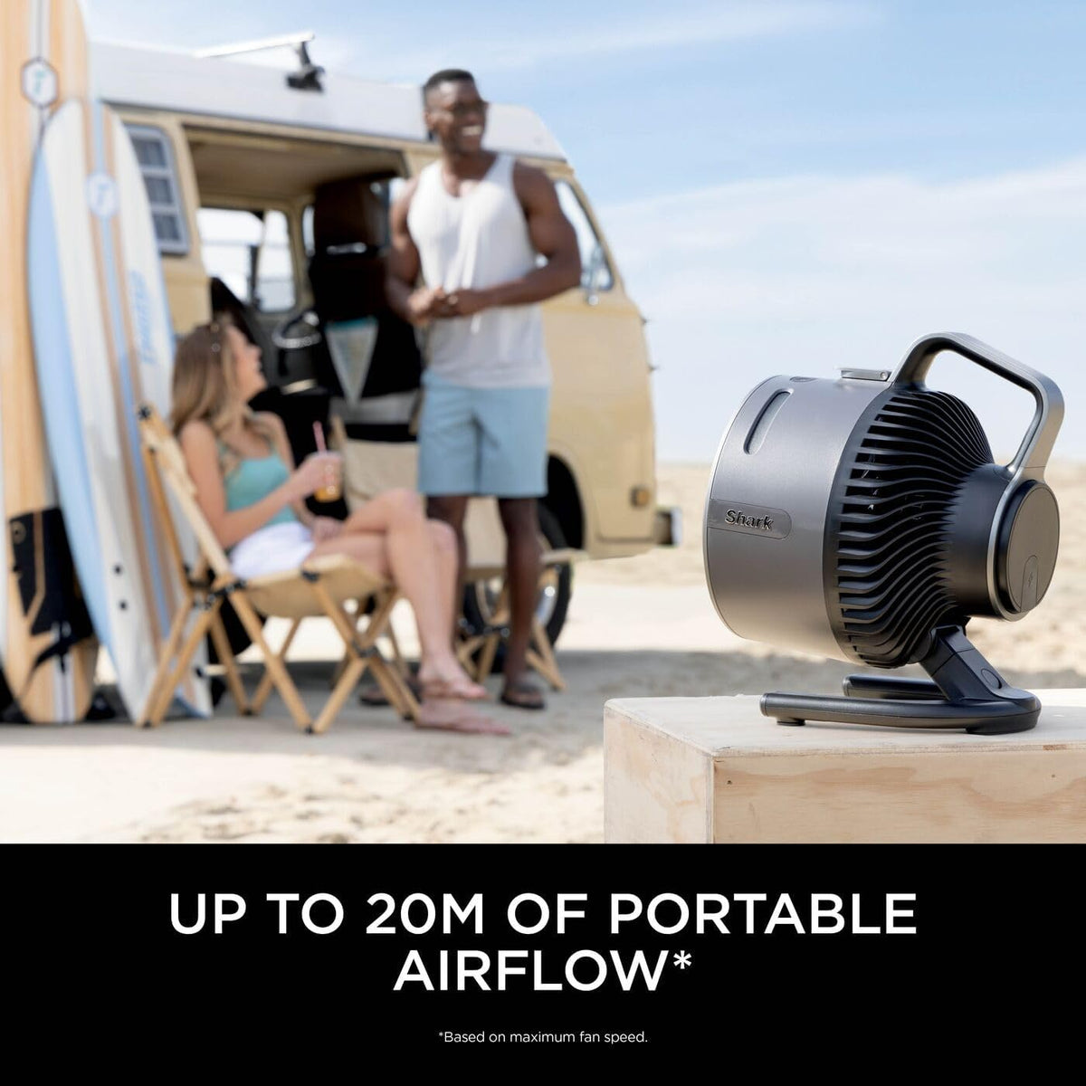 SHARK FlexBreeze HydroGo Krachtige draadloze ventilator met mist, binnen- en buitenkoeling, stil en duurzaam, compact en licht, luchtstroom tot 20 m, carbon FA050UK