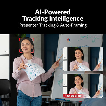 AV Access 4K Conference Room Camera, Dual Lens Cam (4K AI Tracking Cam en 1080P Panoramic Cam), 3x Optical/5X Digitale zoom, 120° FOV, Auto Framing, Individuals Gallery, Werkt met Meet,Teams, Zoom