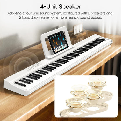 Digitale Piano – Keyboard – Pianotoetsenbord – E-Piano – Elektrische Piano – Wit – 88 Toetsen En Halfgewogen Toetsen – Bluetooth En Opnamefunctie