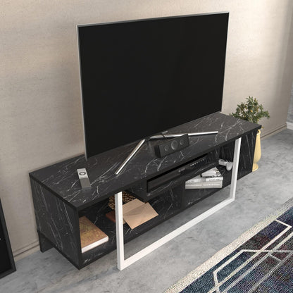 Hanah Home Stijlvolle tv-standaard, zwart & wit, 120 x 35,2 x 40,2 cm, 100% melamine gecoat verdeelbord, 18 mm dik, modern design voor woonkamer en entertainmentruimtes