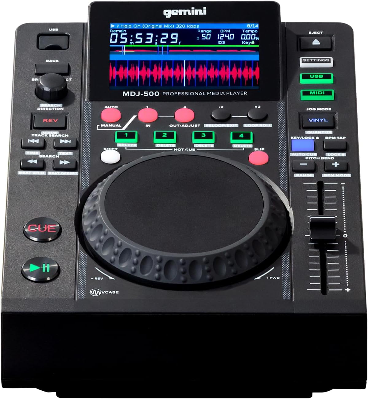 Gemini MDJ-500 Professional USB and MIDI Media Player Black
