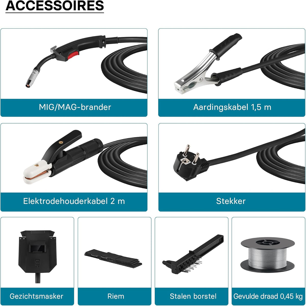 XPOtool digitaal lasapparaat IGBT 120 A v. MIG-, MMA-/E-Hand-, Flux-/vuldraad-,WIG-/TIG-lassen FCAW