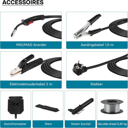 XPOtool digitaal lasapparaat IGBT 120 A v. MIG-, MMA-/E-Hand-, Flux-/vuldraad-,WIG-/TIG-lassen FCAW