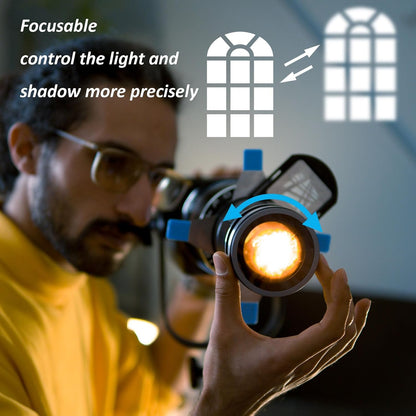 Optische Snoot – Gobo Projector – Lichtprojector – Projectiesnoot – Voor Bowens-aansluiting – 39 Gobo’s – 4 Kleurfilters