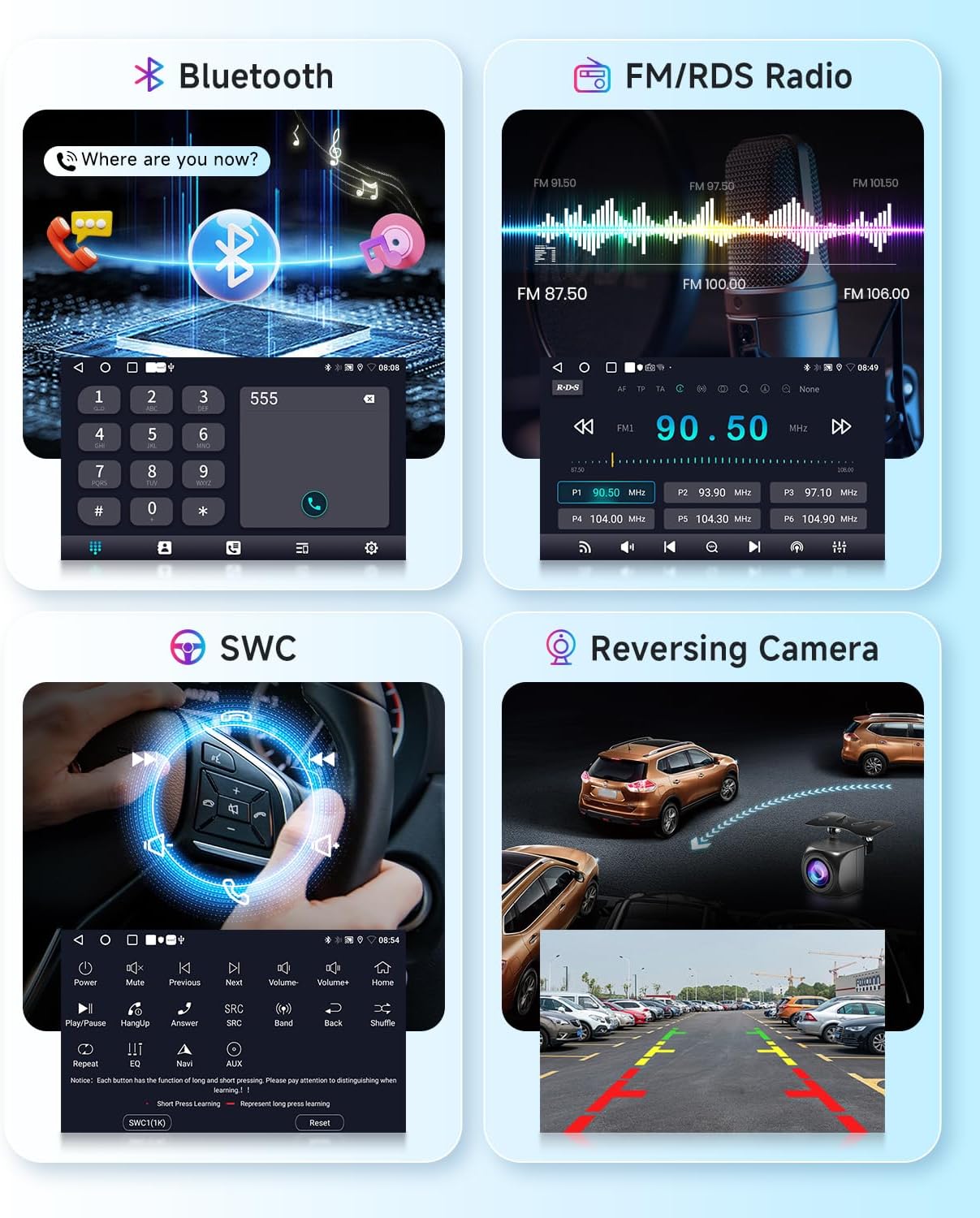 Autoradio – Auto Radio – Car Stereo – Multimedia Speler – Android 15 – 9 Inch HD 2,5D Touchscreen – Draadloze CarPlay & Android Auto