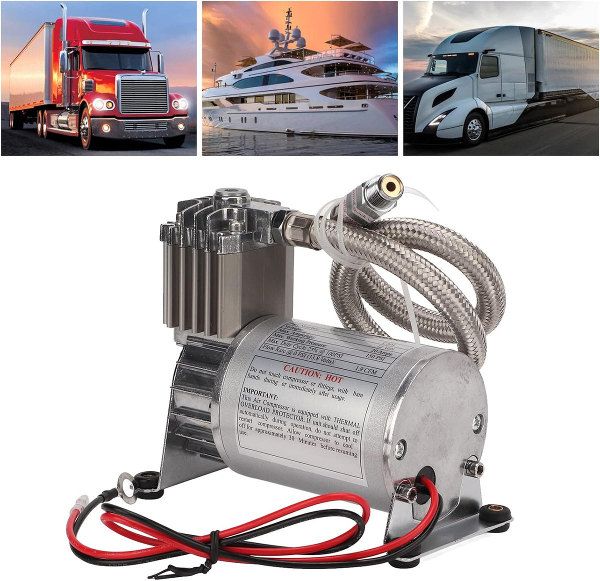 Universele Luchtcompressor – Compressorpomp – Bandenspanner – Airpump – 12V Compressor – 20 Ampère Krachtig – Max 150 PSI – Metaal & ABS – Compact & Duurzaam