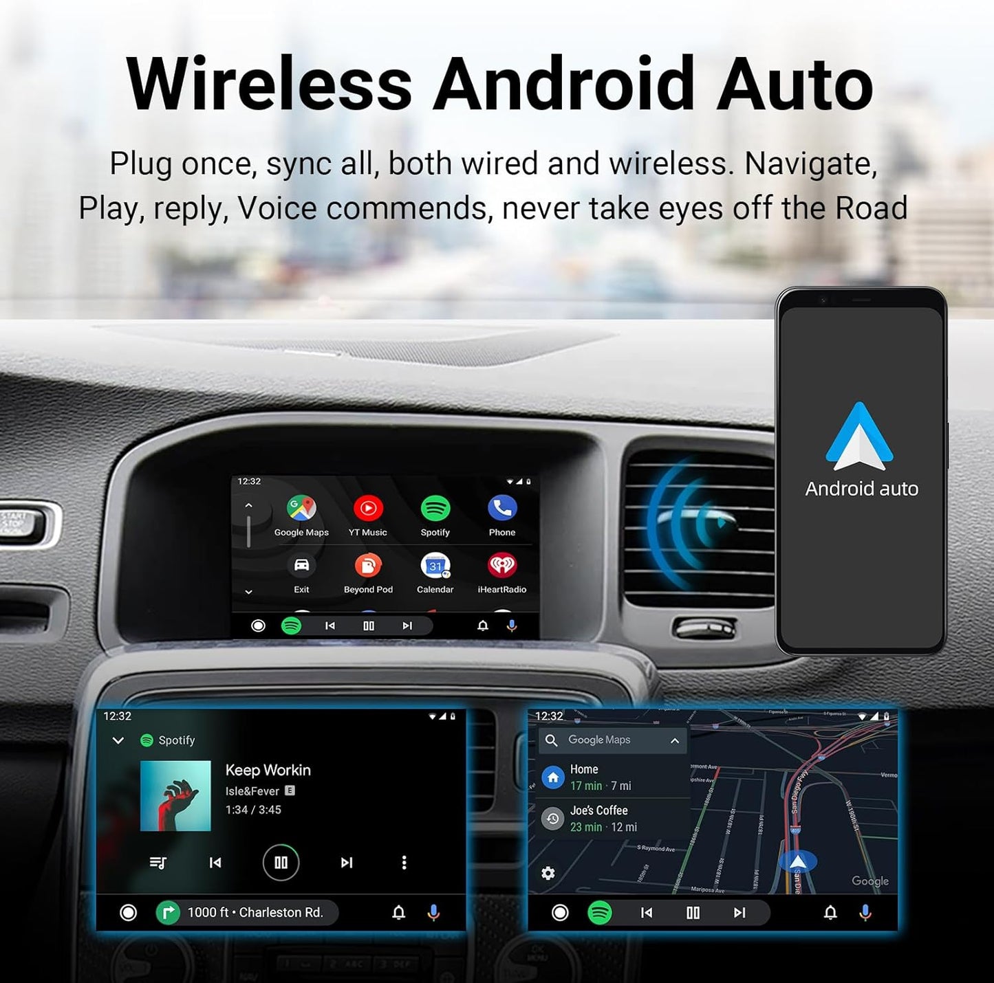 Draadloze CarPlay Decoder – CarPlay Interface – Android Auto Adapter – Infotainmentsysteem Upgrade – Dashboard Connector – Plug & Play Installatie – Dual-Band WiFi & Bluetooth 5.0