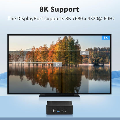 Mini PC i9, 16GB DDR5 RAM, 1TB PCIE 4.0 SSD met Core i9-12900H (tot 5,0 GHz) Desktop Computer, 1x HDMI, 1x DisplayPort, 1x USB4.0, 8K, 2,5G LAN, WiFi 6e, Windows 11 Pro