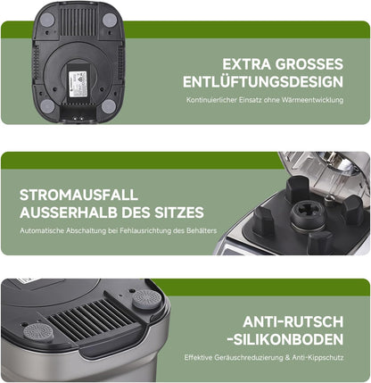 AMZCHEF 2-in-1 blender met twee mengcontainers, blender, krachtige mixer 1800 watt, 1,85 liter en 600 ml, smoothiemaker met 6 messen, draagbare bullet mixer van 600 ml met deksel