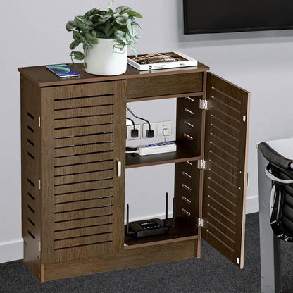 WiFi-router Opbergbox, WiFi-router Opbergkast met Verstelbare Planken, Geschikt Voor Kantoor- en Thuisgebruik (Walnoot, 70 x 50 x 25 cm)