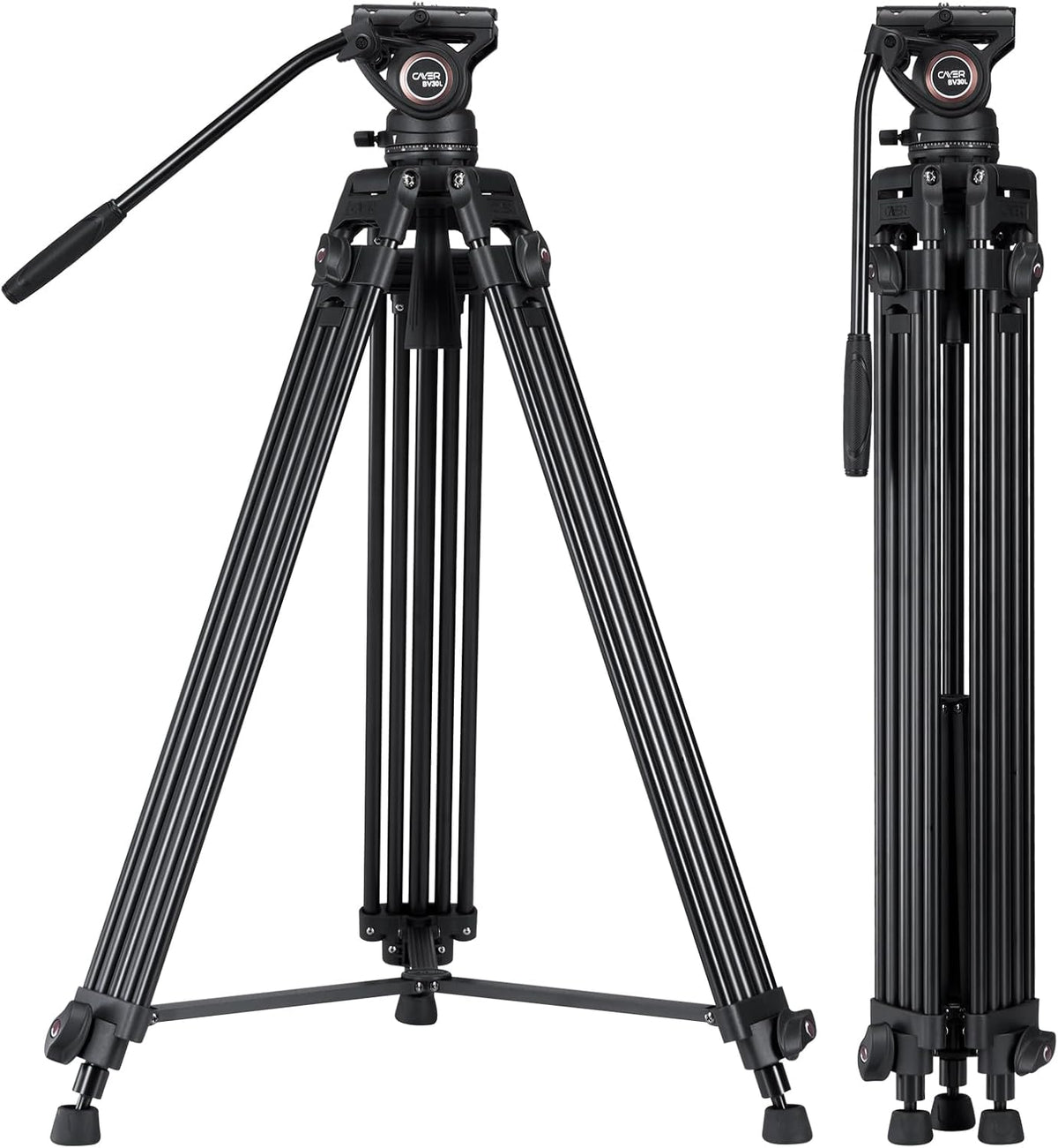 Video statiefsysteem, Cayer BV30L 72 inch- Professioneel Heavy Duty Aluminium Twin Tube Statief, K3 vloeistofkop, Mid-Level Spreader, Max Belasting 13.2 LB, DSLR Camcorder