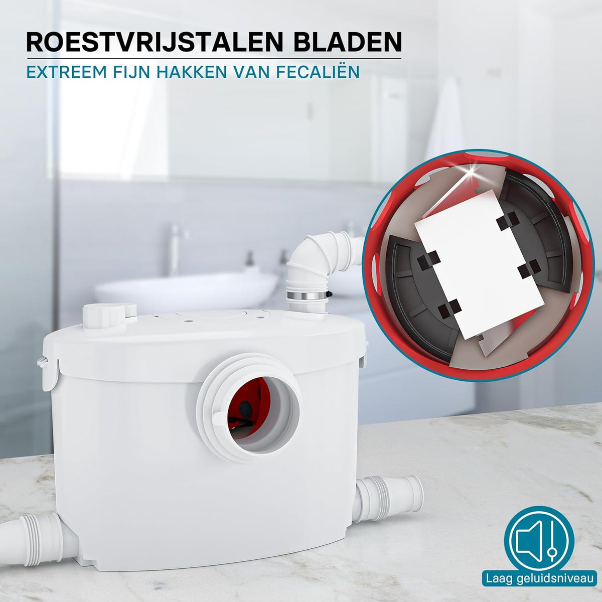 Compacte opvoerinstallatie 4/1 voor afvalwater en fecaliën – Rioolpomp – Fecaliënpomp – Vuilwaterpomp – Afvoerpomp – 400W motor – 145 l/min, opvoerhoogte tot 8,5 m