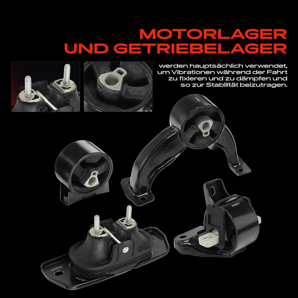 Frankberg 3 x voor en achter motorlagers + 1 x versnellingsbak compatibel met Sebring JS 2.4 VVT 2007-2010 Sebring Cabriolet JS 2.4 VVT 2007-2010 Replace# 5085078AB 5085079AB
