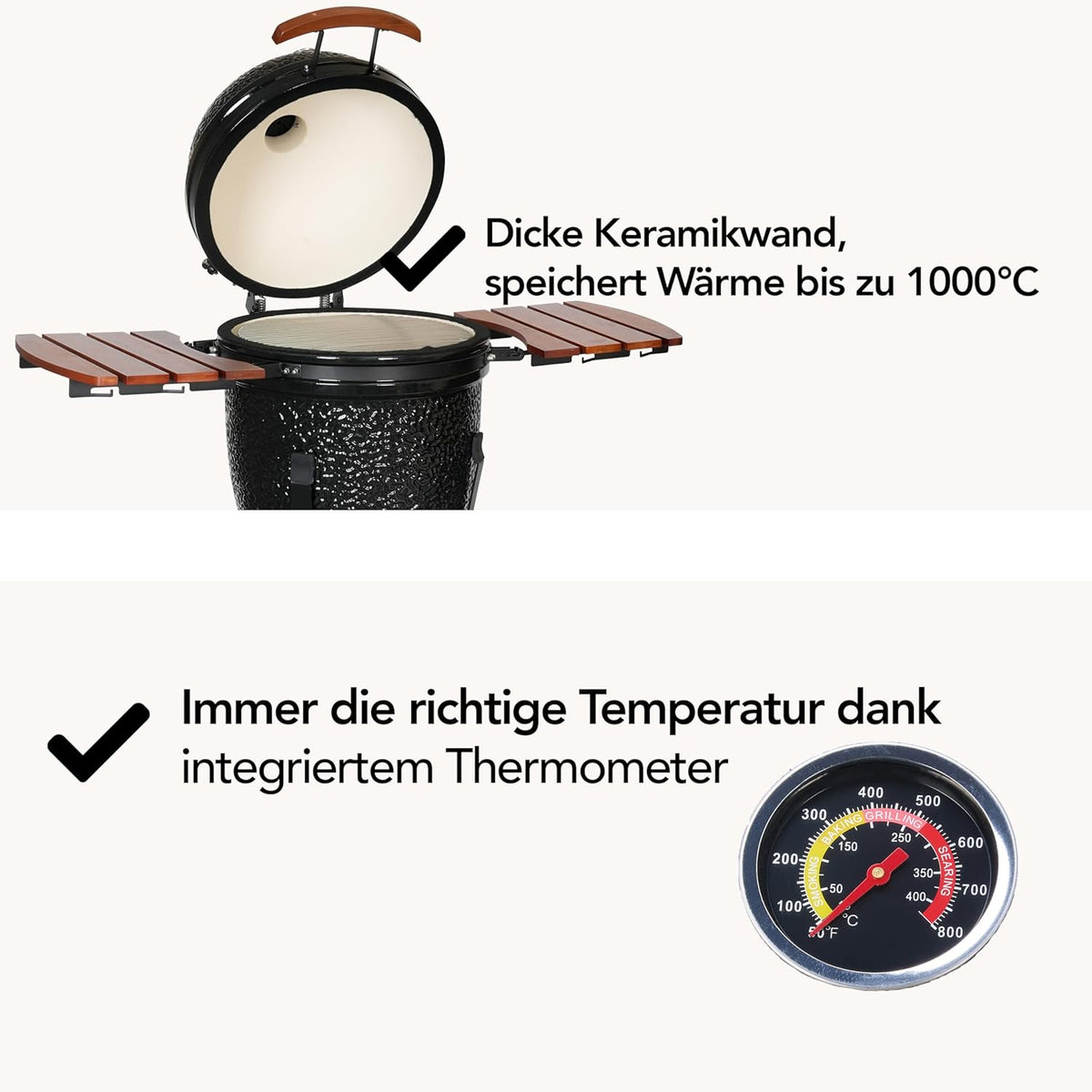 Aviro Kamado BBQ Egg XL - 21,6 Inch - Inclusief Hoes - Tot 10 Personen - Houtskoolbarbecue - Ø 46 CM - Zwart