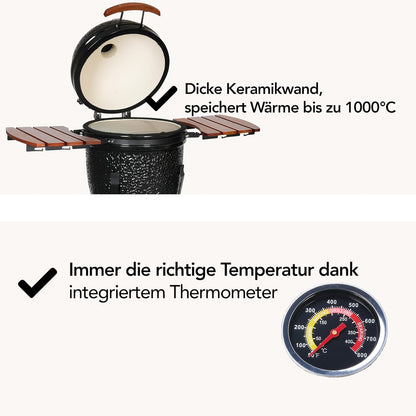 Aviro Kamado BBQ Egg XL - 21,6 Inch - Inclusief Hoes - Tot 10 Personen - Houtskoolbarbecue - Ø 46 CM - Zwart