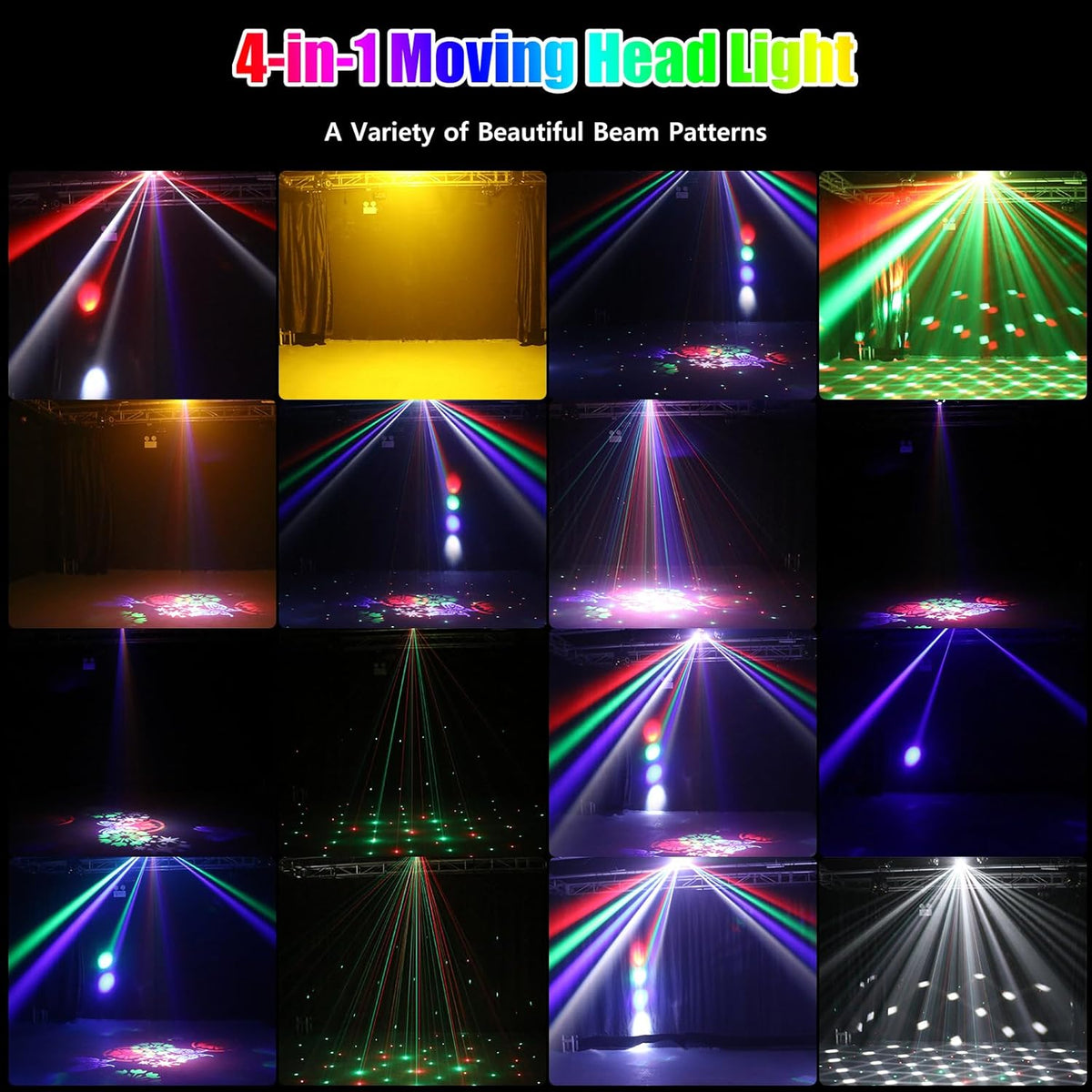Podiumlicht met bewegende kop, 60 W, bewegende kop, led RGBW 4-in-1 DMX512, 19CH partylicht, geluidsgeactiveerd lichteffect, discolicht met afstandsbediening, voor DJ, bar, verjaardag, club, bruiloft
