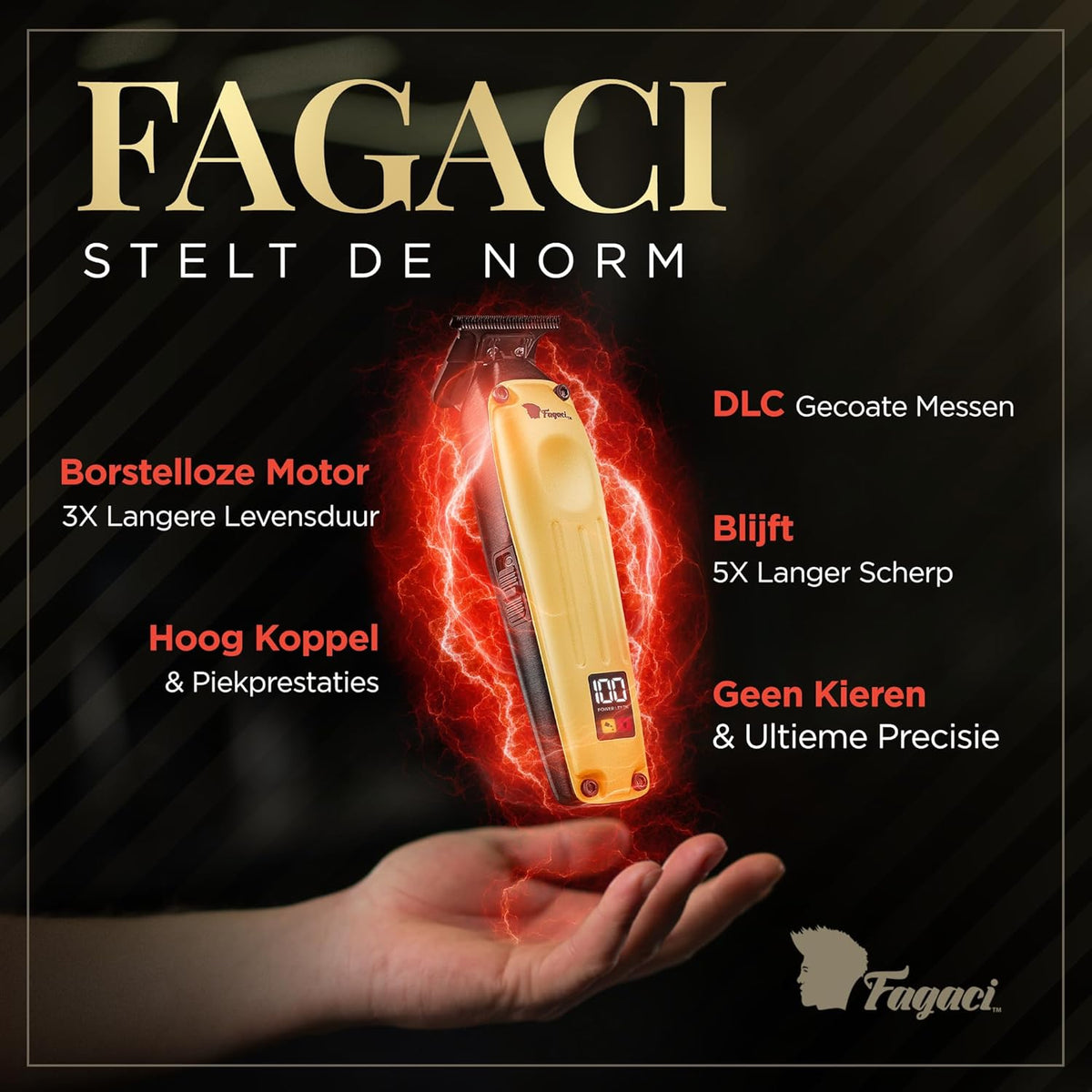 Tondeuse Goudkleurig – Trimmer – Baardtrimmer – Haartrimmer – Contourtrimmer – Borstelloze Motor – Zero Gap Messen