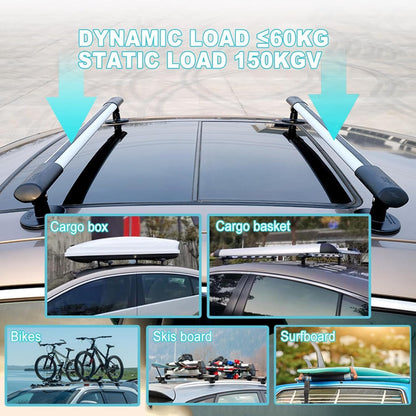 Magnetisme Dakbagagedrager voor auto's, universele aluminium dakdragers, in lengte verstelbaar, voor kajak, surfplank, kano, snowboard, paddle board (2 stuks, 100-115 cm)