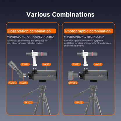 Svbony MK90 Telescope Maksutov Cassegrain OTA, 90mm f/13.9 Portable Telescope, Multilayer Precision Aluminum Coating, for Astronomical View of the Moon Planet and Astrophotography - QUORE