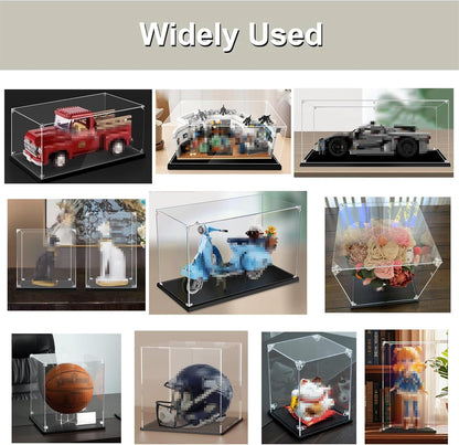 Acryl vitrinekast, acryl displaybox met zwarte basis, stofdicht, transparante displaycase, voor verzamelfiguren, poppenspeelgoed, modellen auto's (60 x 40 x 30 cm)