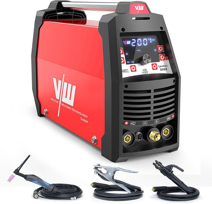 TIG lasapparaat AC DC met 200a en elektrode lasfunctie 170a | Aluminium lasapparaat - pulsfunctie - gas voor- & nastroom - stroom omhoog & omlaag - taakgeheugen - London 2400 van Vector Welding