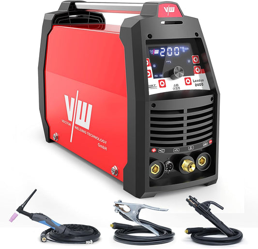TIG lasapparaat AC DC met 200a en elektrode lasfunctie 170a | Aluminium lasapparaat - pulsfunctie - gas voor- & nastroom - stroom omhoog & omlaag - taakgeheugen - London 2400 van Vector Welding