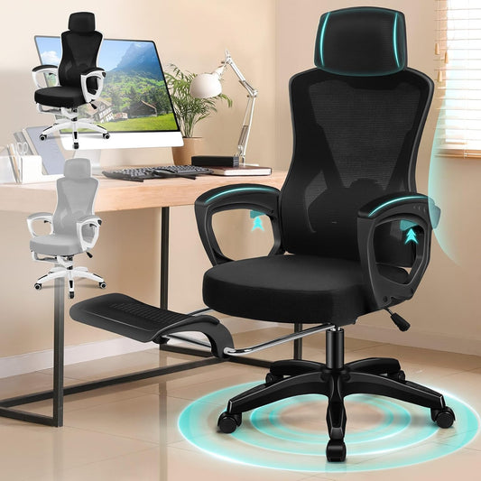 ALFORDSON Office Chair, Ergonomic High Back Office Chair, Large Lumbar Support, Breathable Seat, Height Adjustment, Ideal for Home, Study, Gaming, Nova, Black - QUORE