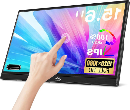 Kenowa Portable Monitor Touch Screen, 15.6 Inch HDR External Portable Monitor 1920x1080 Eye Care IPS Display with HDMI USB Type-C for Raspberry pi/Computer/Laptop/PC/PS3/PS4/Xbox - QUORE