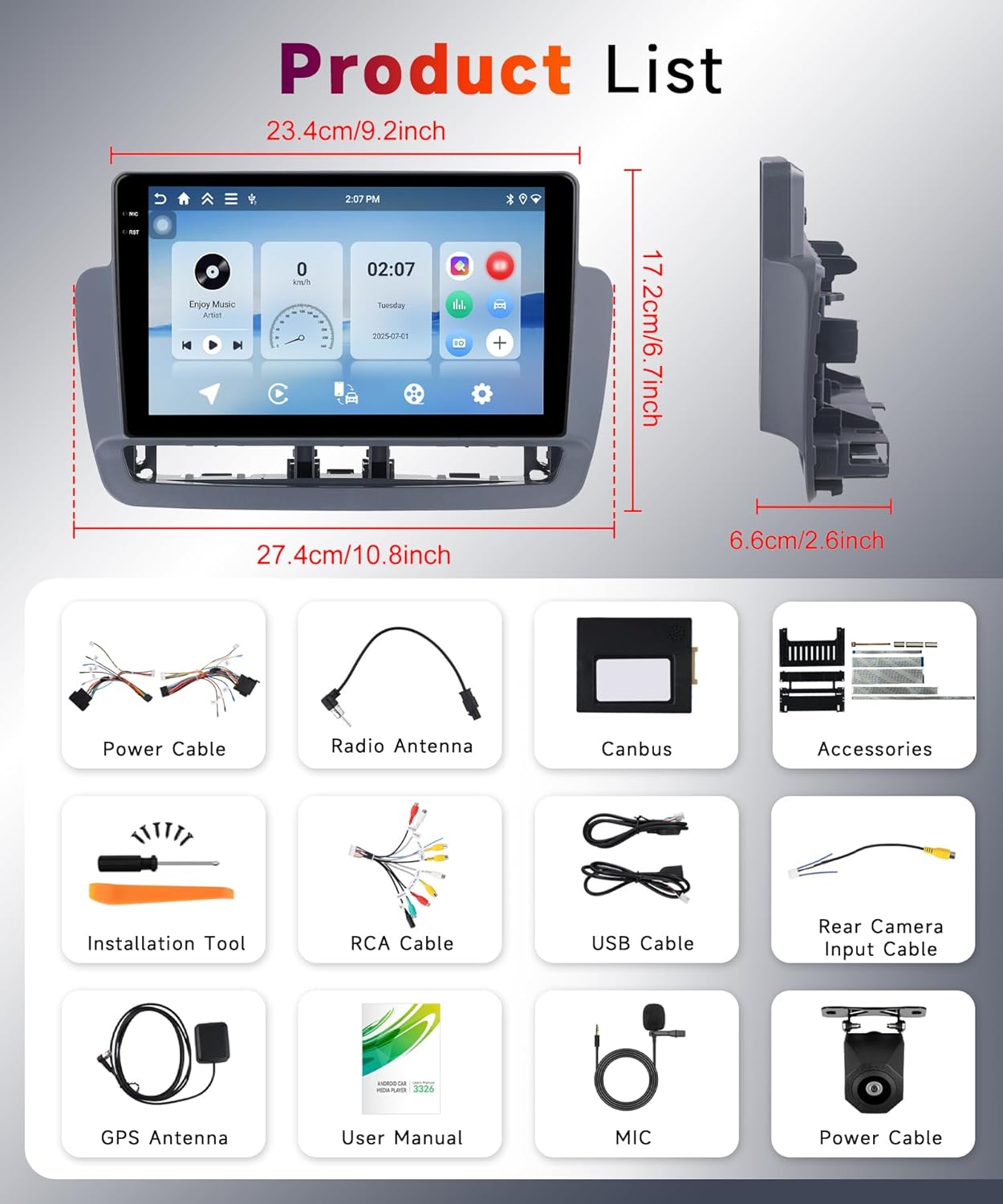 Android Autoradio – Carplay Radio – Multimedia Speler – Navigatie Systeem – Inbouw Radio – 9 Inch Touchscreen – Bluetooth 5.0 & Wifi Connectivity