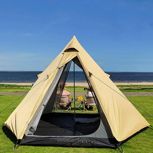 Tipi Tent voor 4 personen Indianentent voor Kamperen Piramidetent met tentstang 4 seizoenen campingtent 3000 mm waterkolom voor outdoor camping wandelen trekking