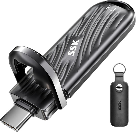 SSK 1 TB externe SSD USB C-schijf tot 2000 MB/s, draagbare SSD USB 3.2 Gen 2X2 geheugenstick, externe Solid State Drives Ultra-Low Power Ondersteunt iPhone 15/16 Pro ProRes Mac/WTG/Android