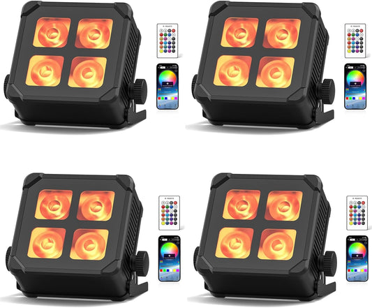 RGBWA Led-schijnwerpers, 40 W, IP65, waterdicht, waterdicht, podiumlicht, outdoor, oplaadbaar met afstandsbediening en app-bediening, voor regenachtige dagen, bruiloft, bar, show, disco