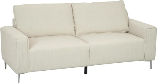 HOMCOM 3-Sitzer Sofa, Couch mit Armlehnen, Rückenkissen, Wohnzimmersofa mit Cordbezug, Federkern, Dick Gepolstert Polstersofa für Wohnzimmer, Schlafzimmer 193 x 77 x 80 cm, Cremeweiß - QUORE